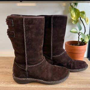 UGG Haywell Black Suede Tall Brown Winter Boots 8